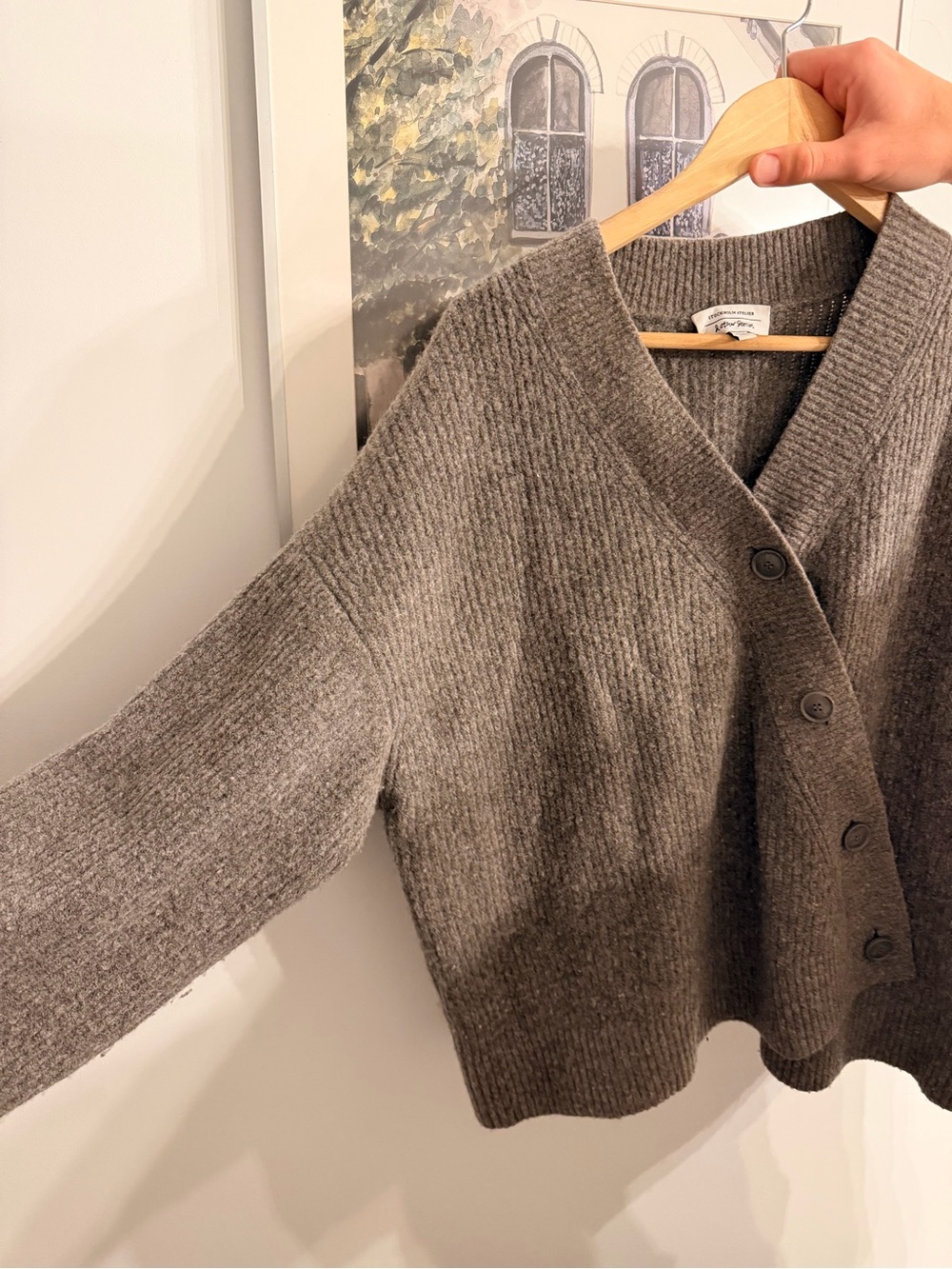 Asymmetric Grey Knit Cardigan